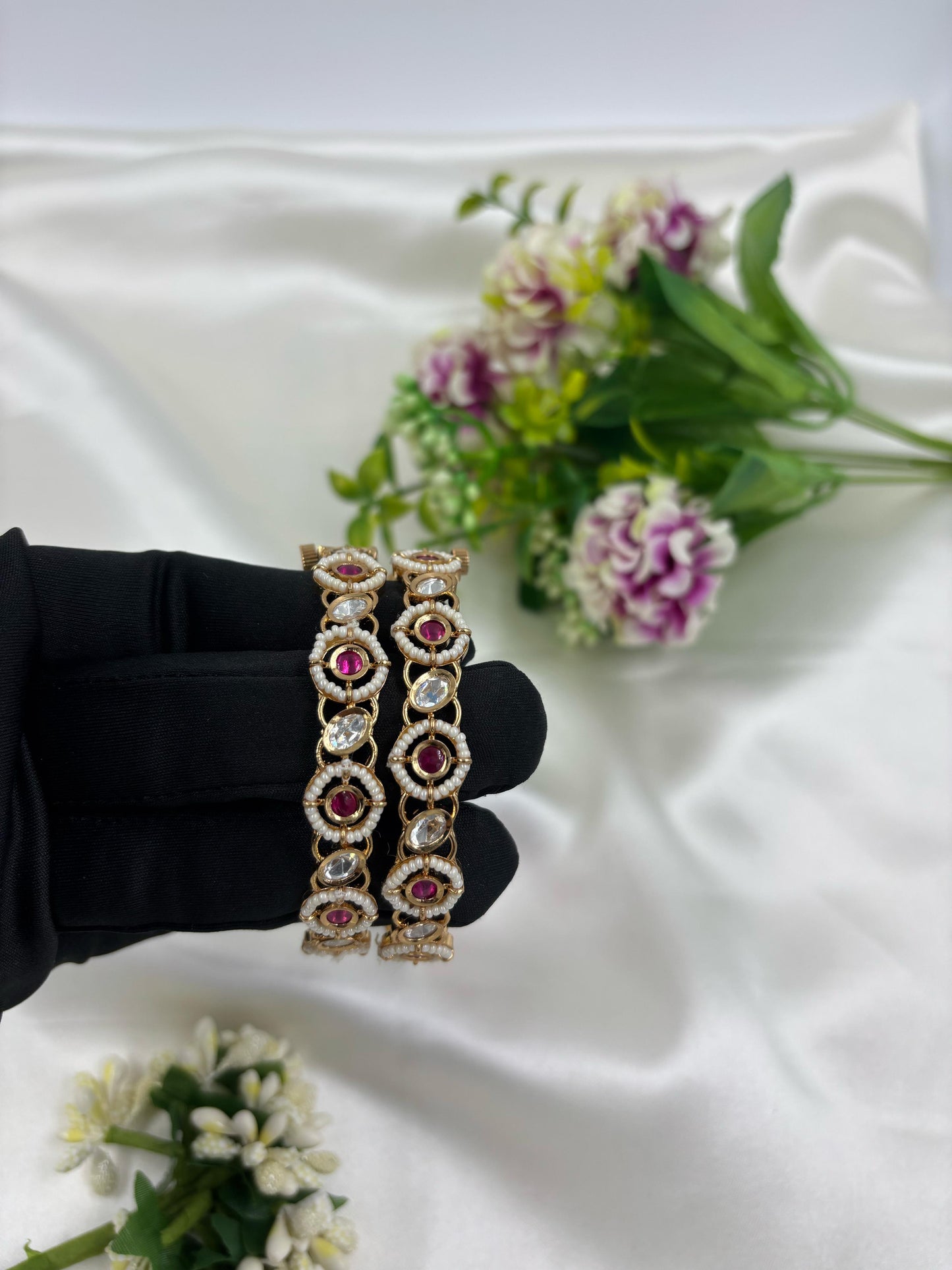 Radhi Moissanite Kundan Premium Bangles Set