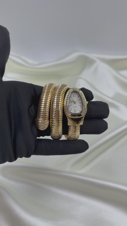 Sansi Snake White Gold Oval Analog Watch (Adjustable)