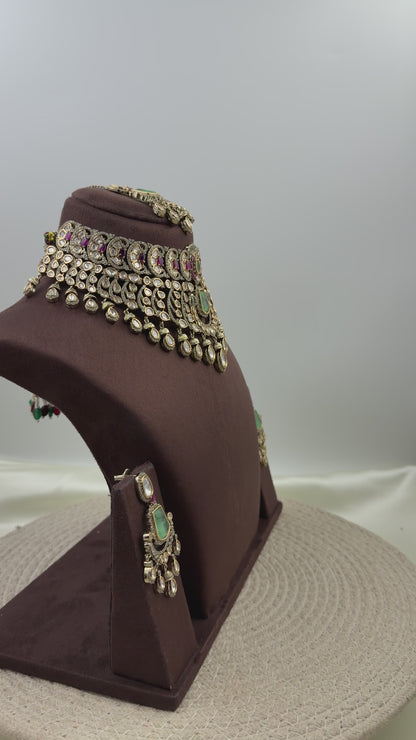 Snehal Maharani Victorian Choker Necklace Set