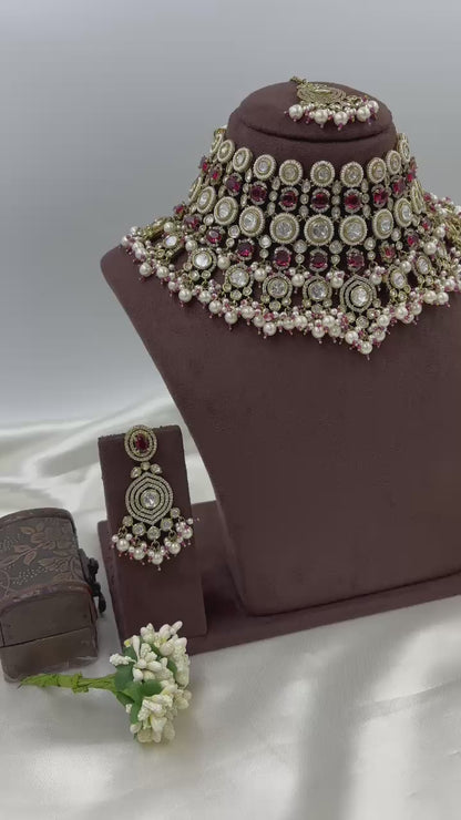 Rivia Premium Moissanite Kundan Semi Bridal Set