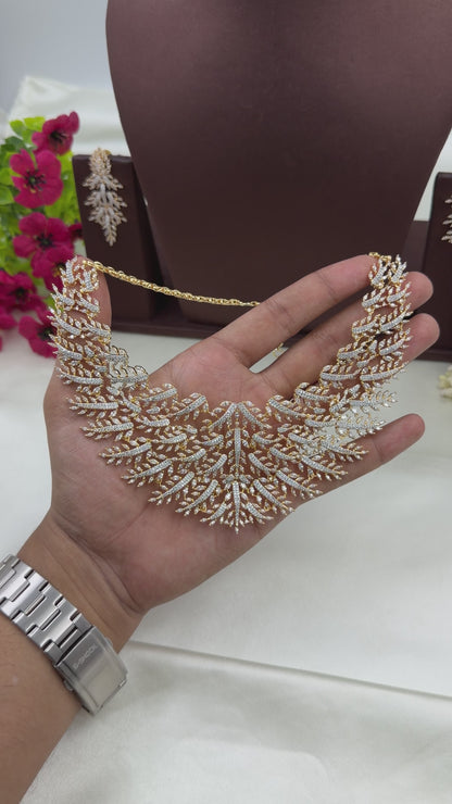 Emily American Diamond Two Tone Necklace Set