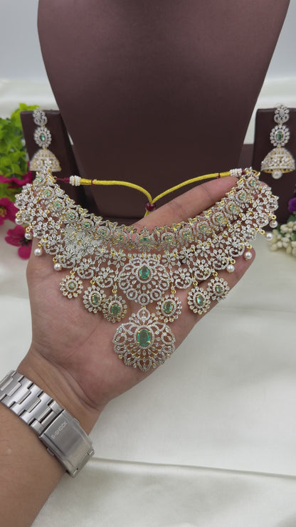 Sufi American Diamond Two Tone Necklace Set