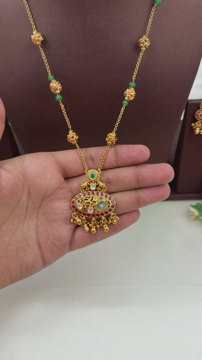 Kavya Heritage Delicate Semi Long Necklace Set
