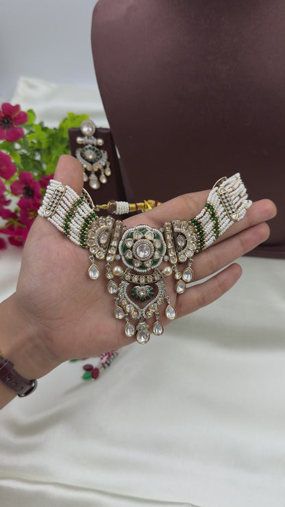 Unnati Mossonaite Victorian Choker Necklace Set