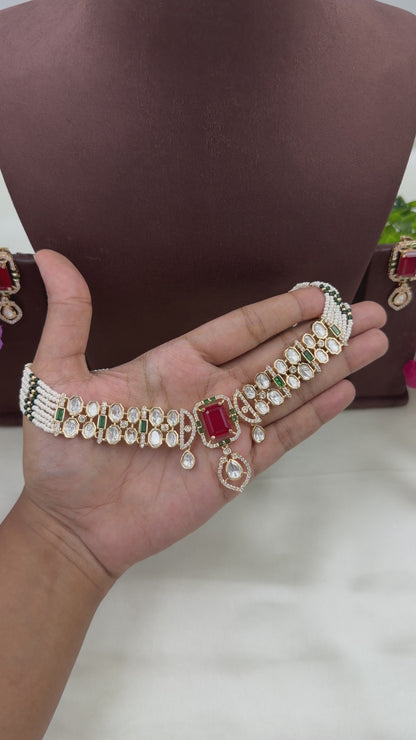 Vaanya Moissanite Delicate Necklace Set
