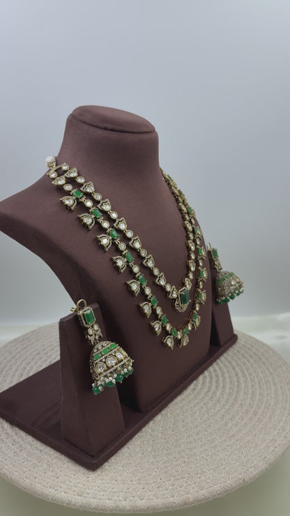 Yogita Premium Double Layer Semi Long Necklace Set