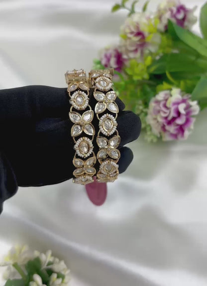 Shivani Moissanite Kundan Premium Bangles Set