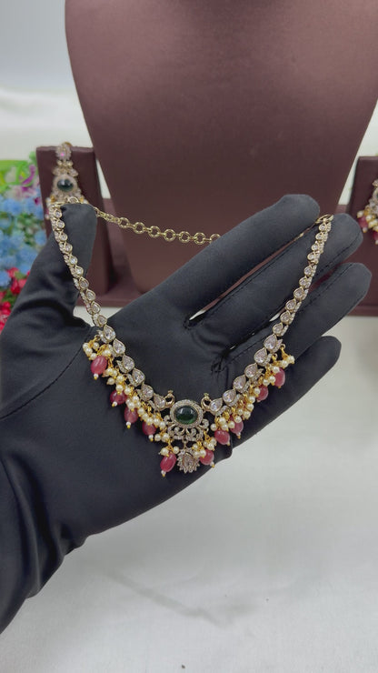 Delicate Peacock Victorian Necklace Set