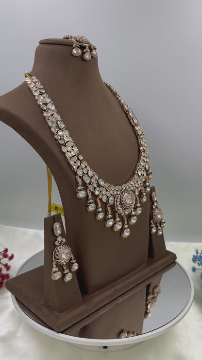 Rizvi Long Moissanite Kundan Necklace