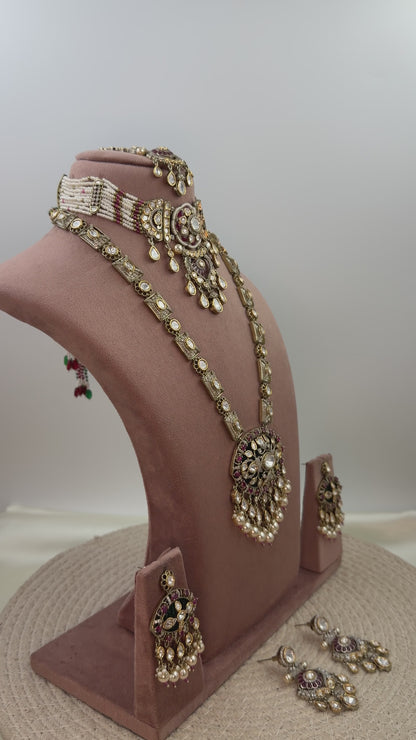 Kasturi Victorian Premium Combo Necklace Set