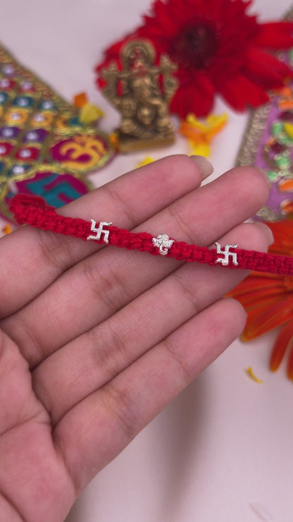 Divine Swastik Silver Rakhi