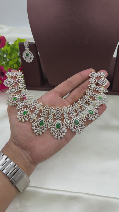 Sophie American Diamond Two Tone Necklace Set