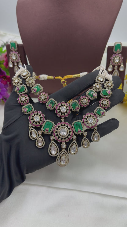 Vinita Victorian Moissanite Necklace Set