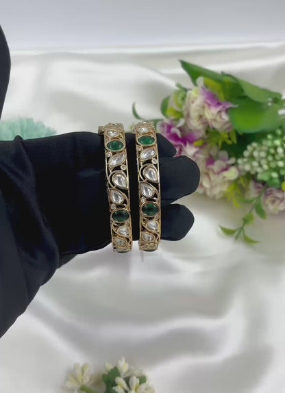 Kavya Moissanite Kundan Premium Bangles Set