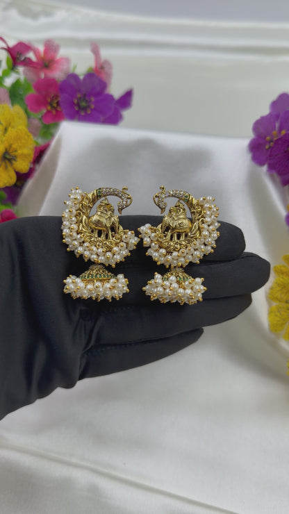 Inesha Peacock Pearl Jhumki