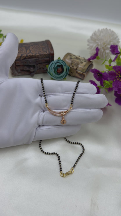 Double Curve Flower Dangler Rose Gold Mangalsutra
