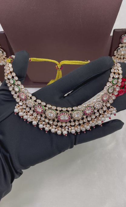 Kesar Moissanite Kundan Necklace