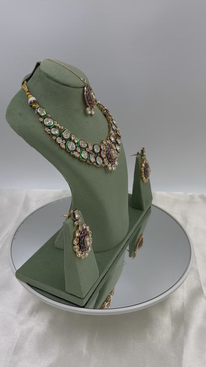 Reena Mina Kari Moissanite Kundan Necklace