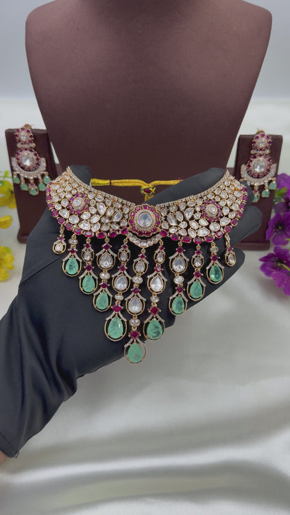 Anushka Moissanite Choker Necklace Set