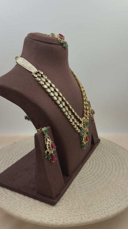 Aashi Victorian Moissanite Semi Long Necklace Set