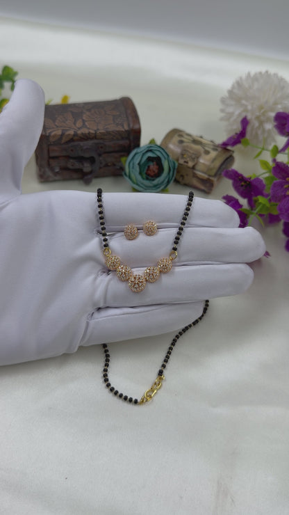 Floral Disc Rose Gold Mangalsutra With Tops
