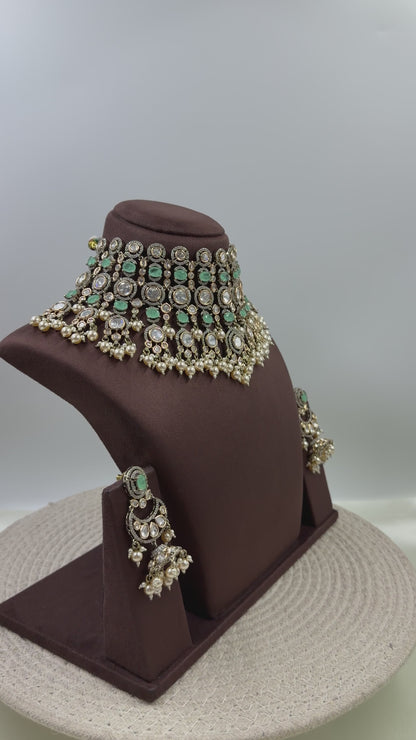 Roshni Premium Moissanite Victorian Choker Set
