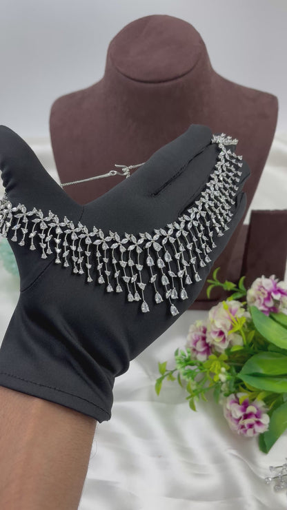 RUHANA DANGLING AMERICAN DIAMOND NECKLACE SET