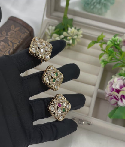Sure Moissanite Kundan Ring