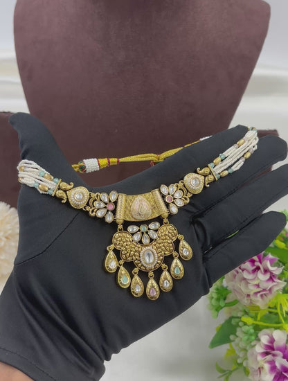 Reeja Antique Gold Necklace Set