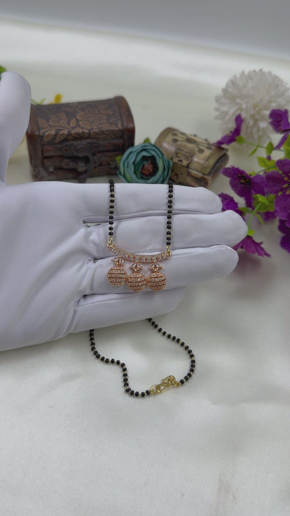 Triple Dangler Beaded Rose Gold Mangalsutra