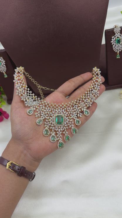Jacquelin American Diamond Two Tone Necklace Set