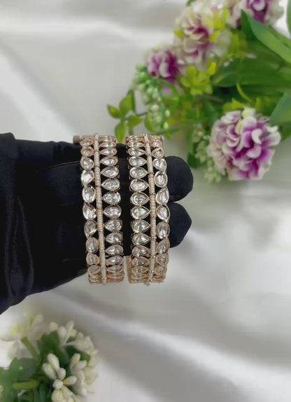 Roma Moissanite Kundan Premium Bangles Set