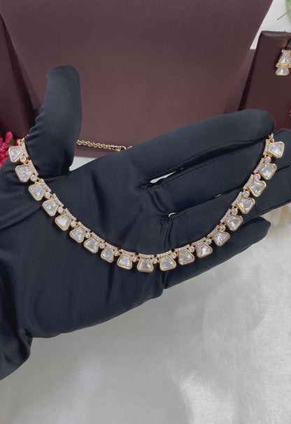 Prusha Premium Moissanite Kundan Necklace