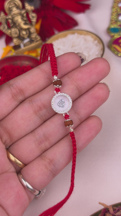 Silver Shining Ganesh Design Rakhi