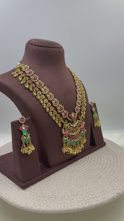 Dipti Pachi Kundan Semi Long Necklace Set