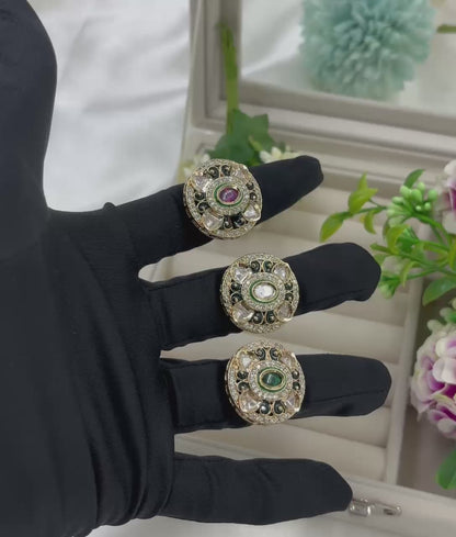 Jina Premium Moissanite Kundan Fingering