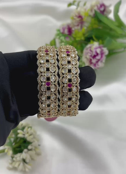 Divya Moissanite Kundan Premium Bangles Set