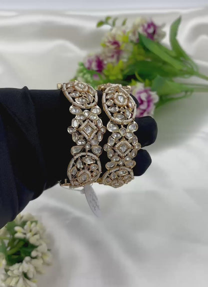 Amaa Moissanite Kundan Premium Bangles Set