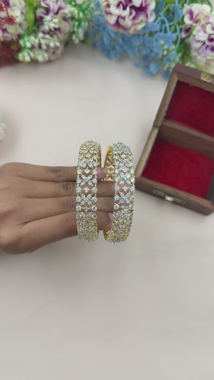 Aria American Diamond Two Tone Bangles