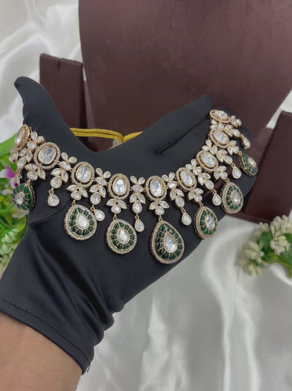 Aarohi Moissanite Kundan Necklace