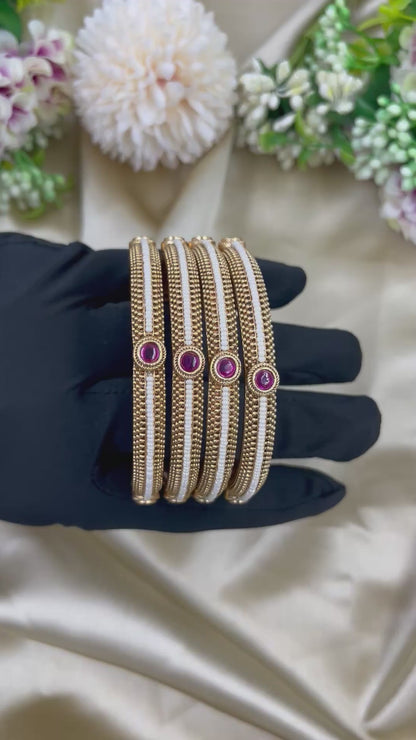 Divine Rajwadi Four Pic Pearl Bangles