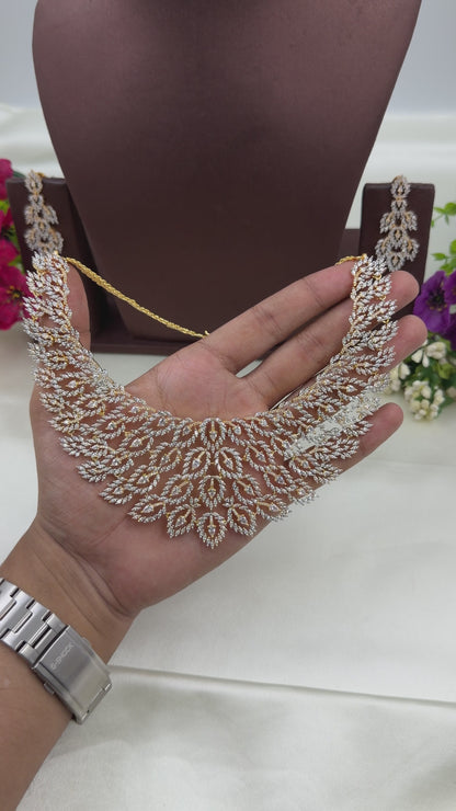 Jennifer American Diamond Two Tone Necklace Set