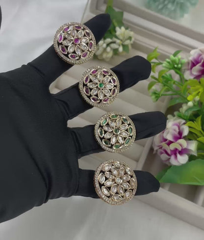 Lina Premium Moissanite Kundan Fingering