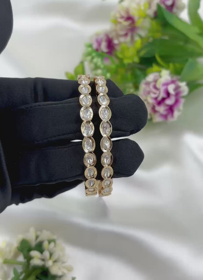 Viana Moissanite Kundan Premium Bangles Set