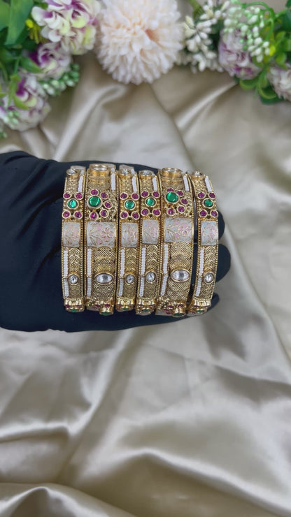Cultural Rajwadi Six Pic Pearl Bangles