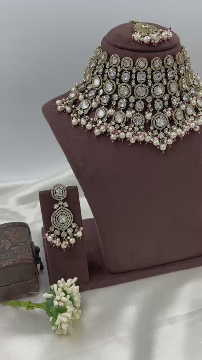 Rivia Premium Moissanite Kundan Semi Bridal Set