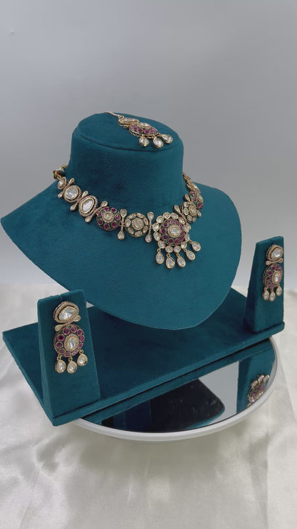 Disha Mina Kari Moissanite Kundan Necklace