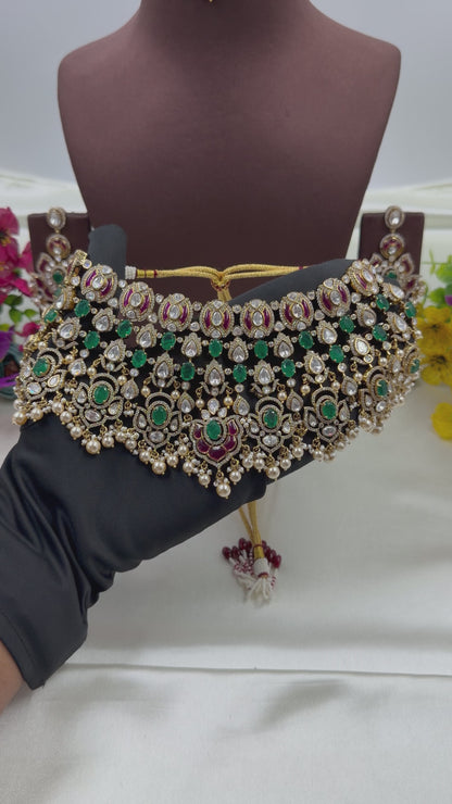 Deepa Victorian Moissanite Choker Necklace Set
