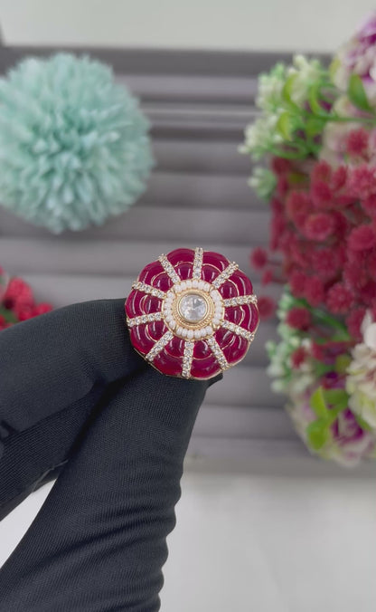 Ruchi Moissanite Kundan Ring