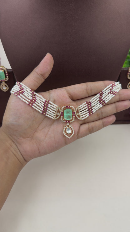 Nandita Moissanite Choker Necklace Set